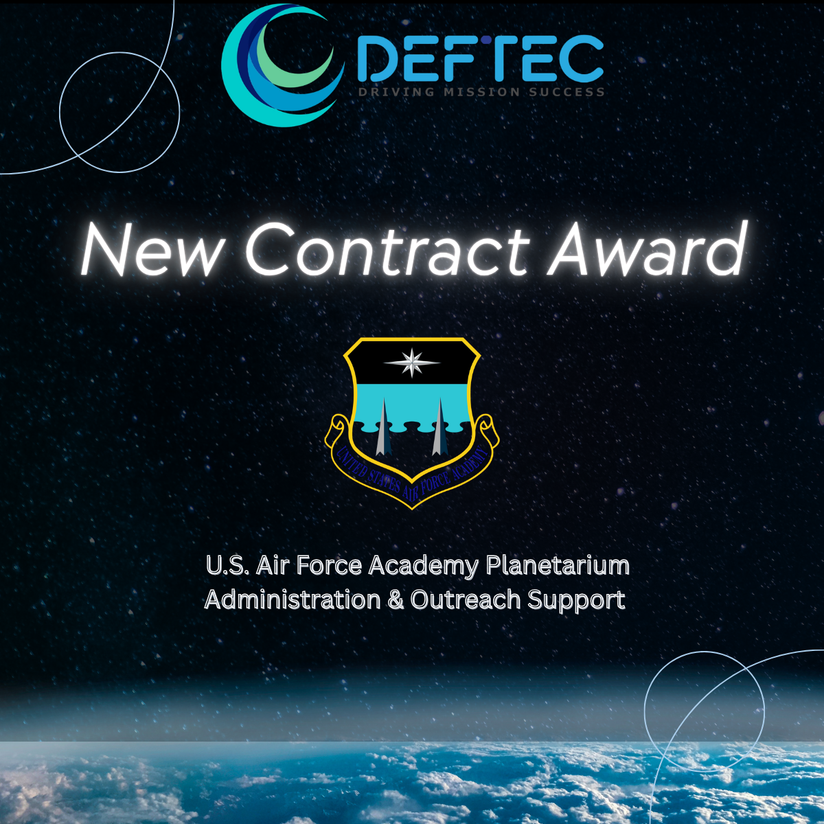 DEFTEC Awarded U.S. Air Force Academy Planetarium Administration & Outreach Support Contract